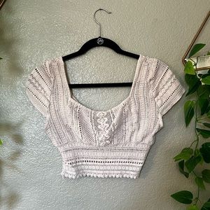 Small/Medium White Crochet Crop Top